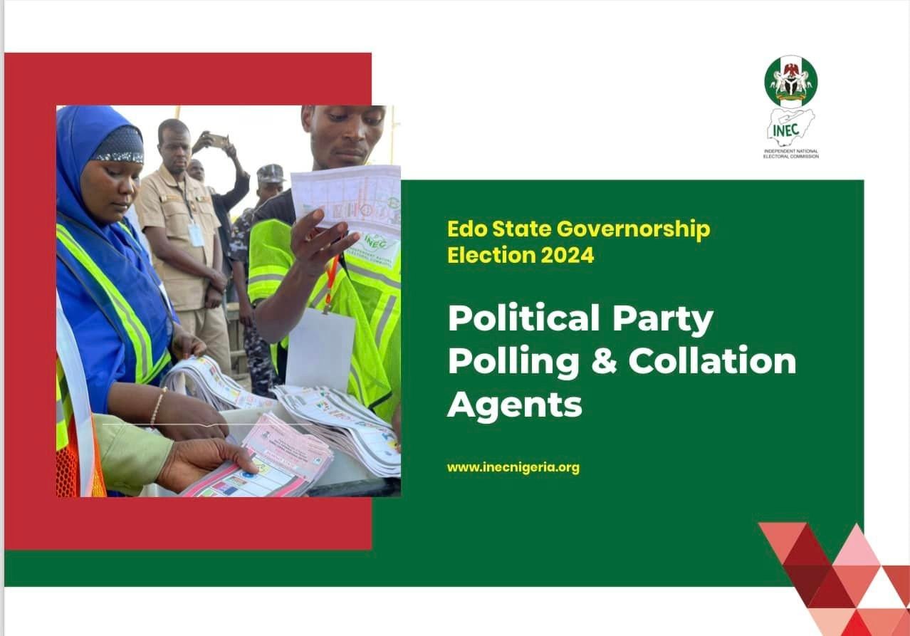 INEC PRESS RELEASE – LIST OF POLLING AND COLLATION AGENTS SUBMITTED BY POLITICAL PARTIES FOR THE 2024 EDO STATE GOVERNORSHIP ELECTION