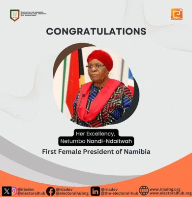 Congratulates Her Excellency, Netumbo Nandi-Ndaitwah,