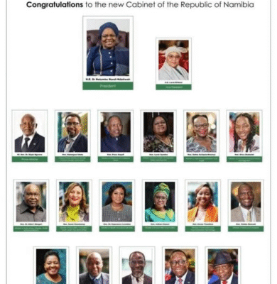 Congratulations to the new Cabinet of the Republic of Namibia!