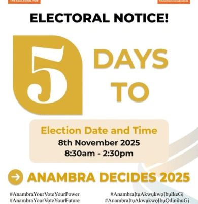 Electoral Notice : Anambra Decides 2025! 5 Days to Go