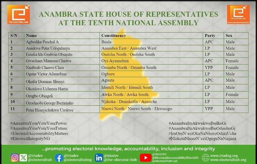 Anambra State House of Representatives at the Tenth National Assembly