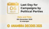 Electoral Notice Last Day for Campaigns by political parties