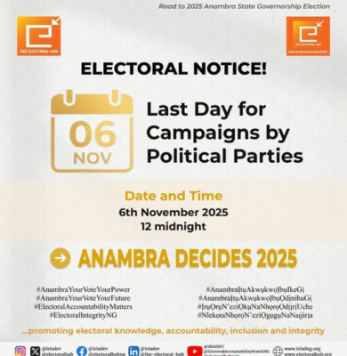 Electoral Notice Last Day for Campaigns by political parties