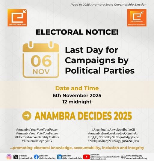 Electoral Notice Last Day for Campaigns by political parties