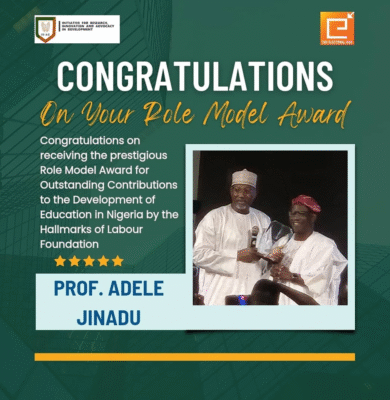 Congratulations to Professor Adele Jinadu